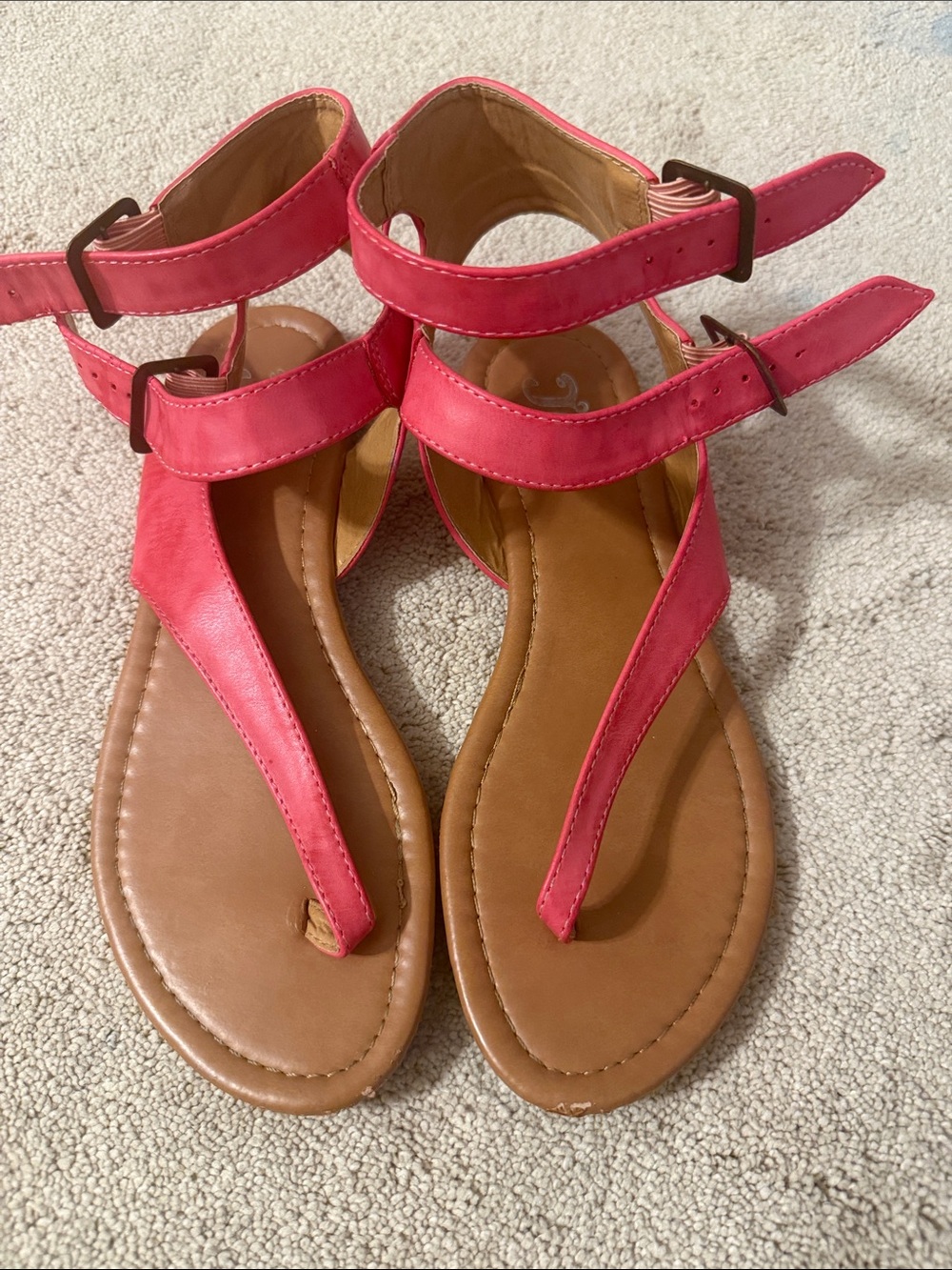 Women's Pink Double-Ankle Thong Sandals